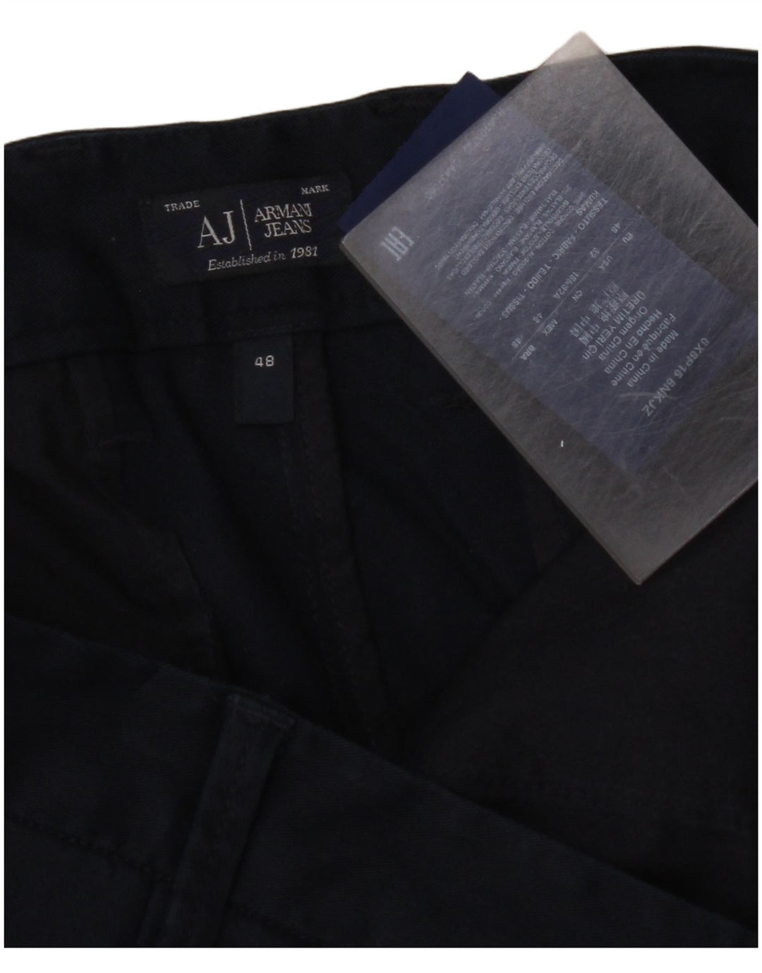 ARMANI Pantaloni chino subțiri pentru bărbați IT 48 Medium L32 L33 Bumbac bleumarin