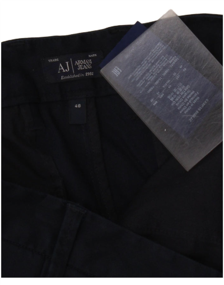 ARMANI Pantaloni chino subțiri pentru bărbați IT 48 Medium L32 L33 Bumbac bleumarin