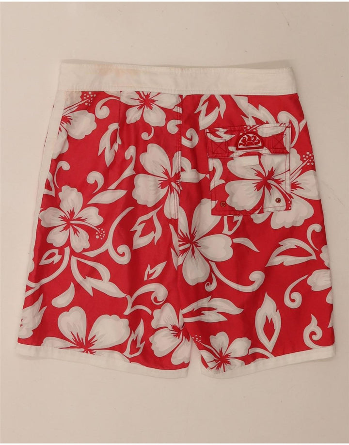 Sundek Pantaloni scurți de înot pentru bărbați, poliester floral, roșu mediu