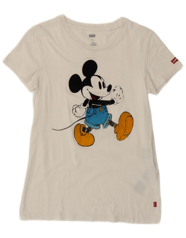 Tricou cu grafic Mickey Mouse Levi's pentru femei Top UK 6 XS bumbac alb