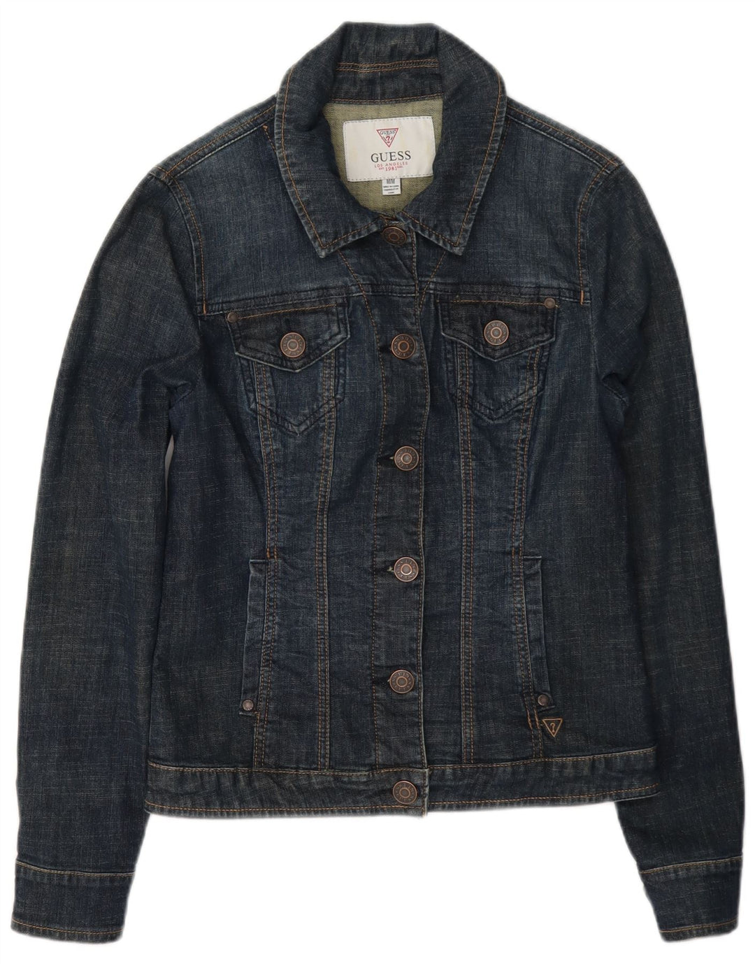 Jachetă de blugi pentru femei Guess UK 8, bumbac, albastru bleumarin