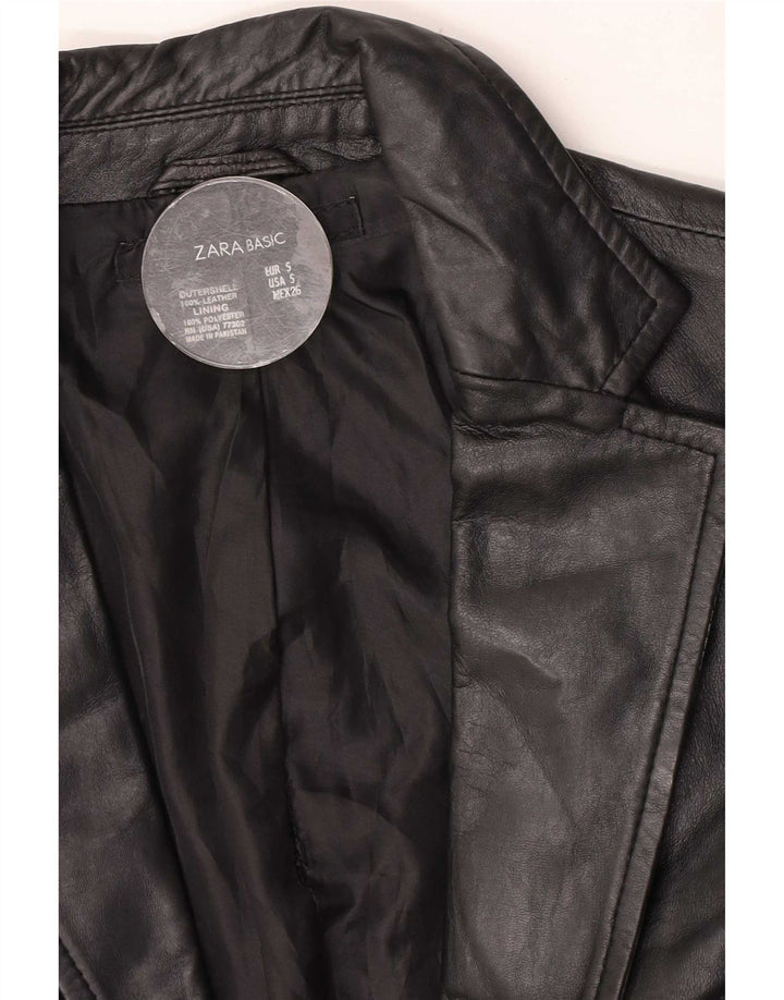Jachetă Blazer din piele cu 2 nasturi Zara pentru femei UK 10 Mic Negru