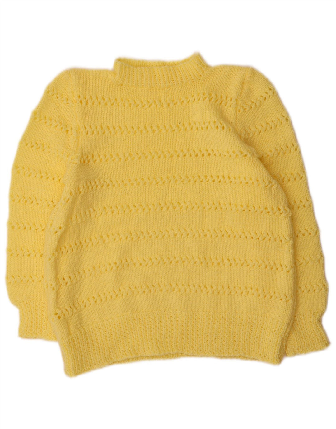 Pulover vintage cu gât țestoasă pentru femei UK 14 Large Yellow