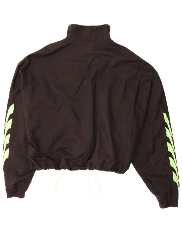 Jachetă de top pentru trening PUMA Crop Graphic pentru femei UK 14 Medium Black Nylon