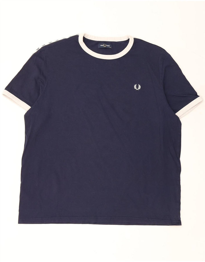 Tricou grafic pentru bărbați FRED PERRY Top 3XL, albastru bleumarin, bumbac color bloc