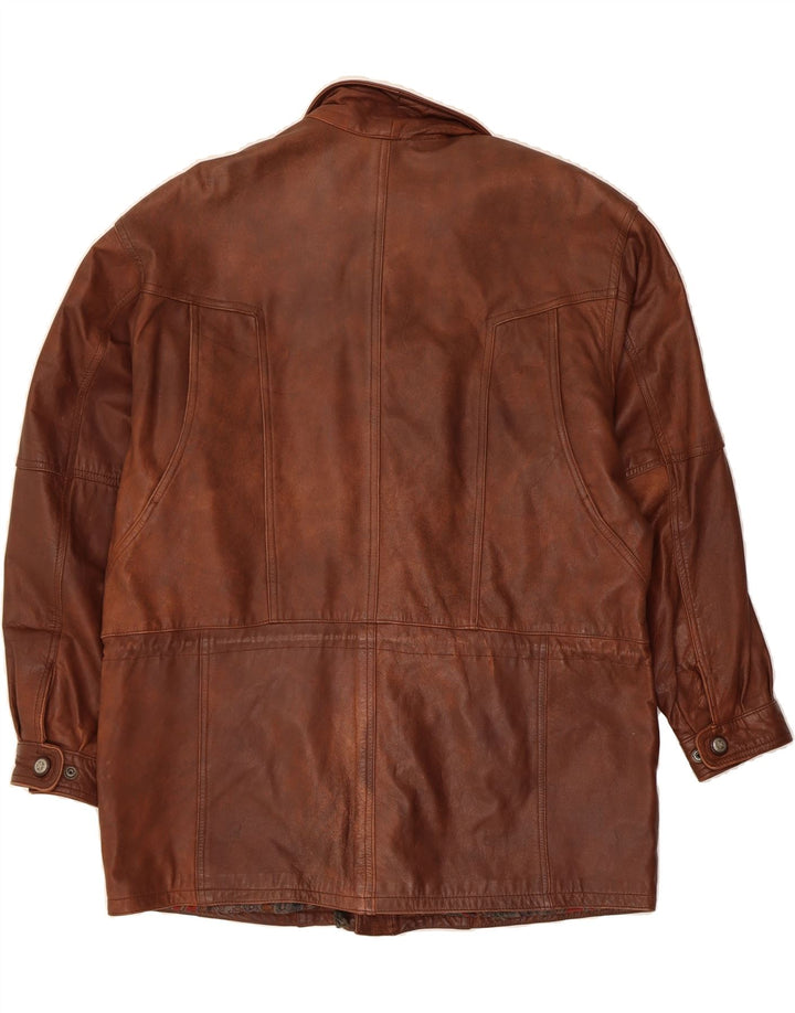 KARLSBURG  Mens Leather Jacket EU 48 Medium Brown Leather Vintage Karlsburg and Second-Hand Karlsburg from Messina Hembry 