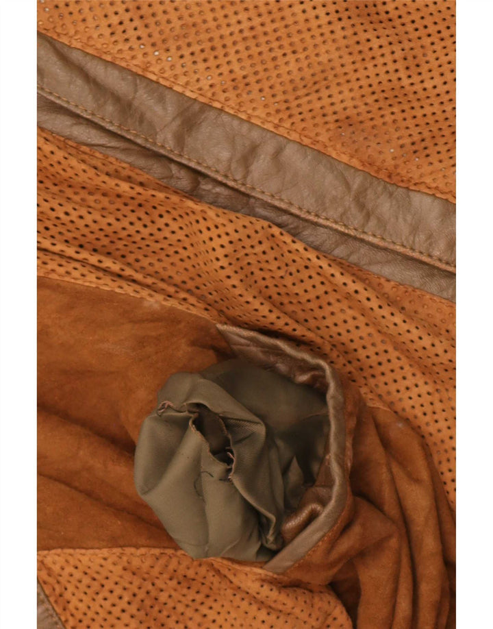 Jachetă din piele vintage pentru bărbați, UK 38, maro mediu, bloc de culoare