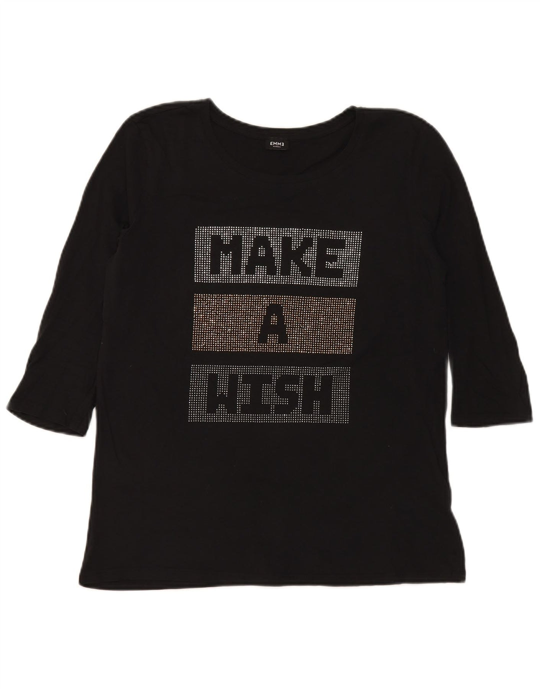 Marella EMME Graphic Top mânecă 3/4 pentru femei UK 12 Medium Black
