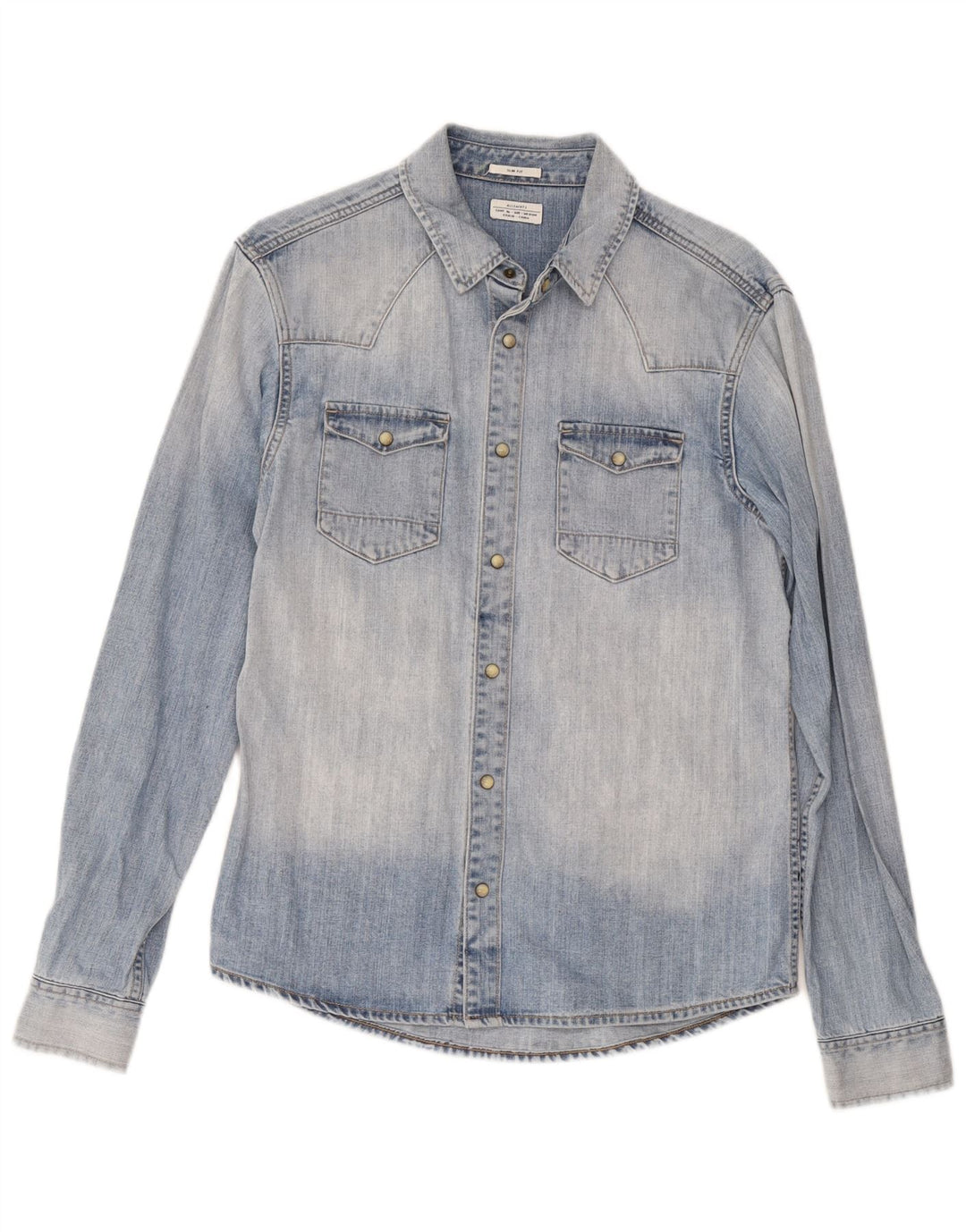 Cămașă din denim pentru bărbați All Saints, bumbac albastru mediu