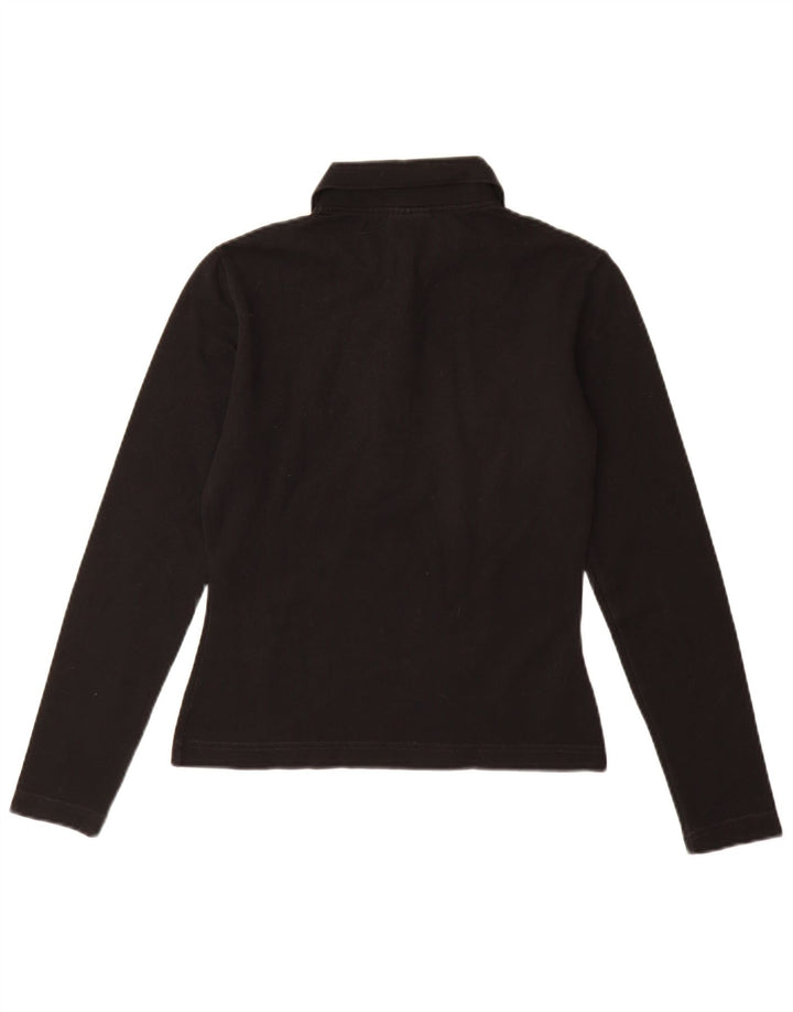 Tricou polo pentru femei Lacoste cu mânecă lungă, mărimea 40, bumbac mediu negru