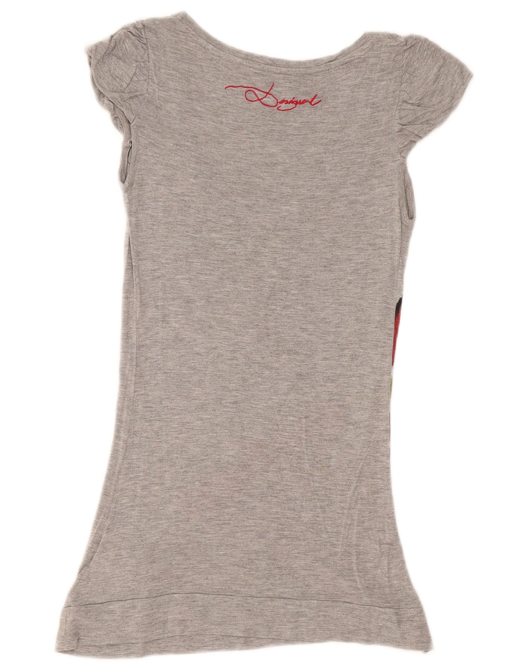 Top cu tunică grafică Desigual pentru femei UK 12 Medium Gri Viscose
