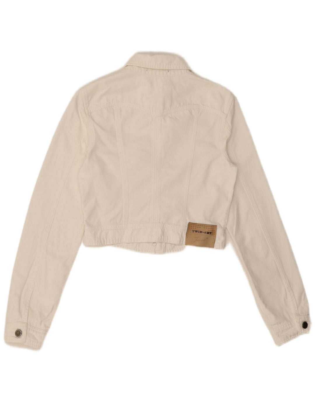 Jachetă de denim crop Twin-Set pentru femei UK 12 Medium White