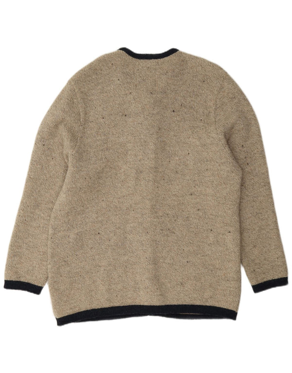 Giesswein Womens Graphic Cardigan Sweater UK 16 Large Grey Flecked Novelty