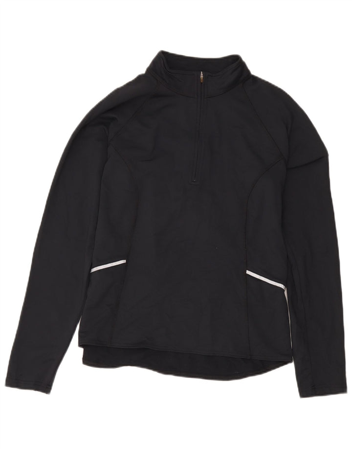 L.L.Bean pentru femei, cu fermoar și gât, pulover, trening Top UK 14 Medium Black Nylon