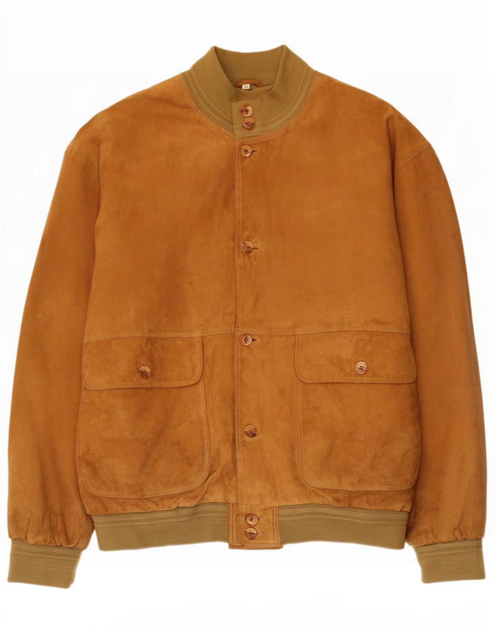 Jachetă Bomber Vintage pentru bărbați din piele intoarsa IT 62 6XL din piele maro