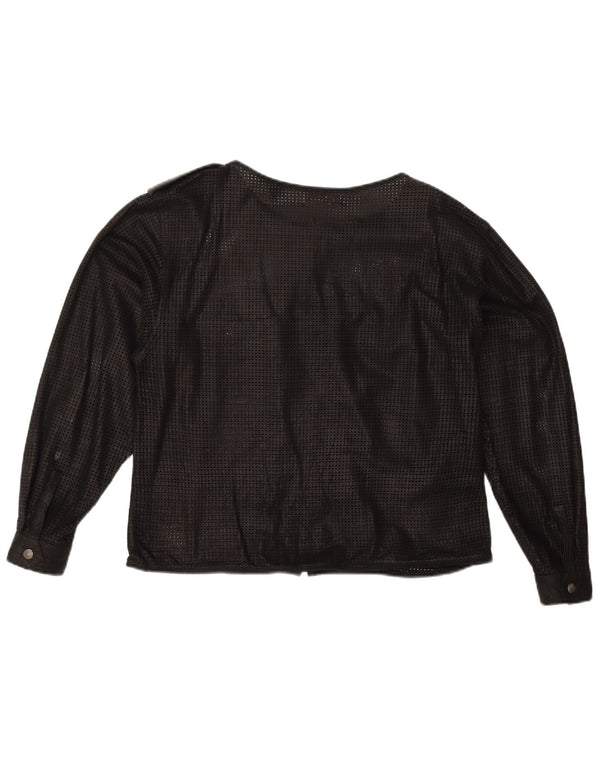 Top cardigan Byblos pentru femei Crop See Through UK 16 Large Black Geometric