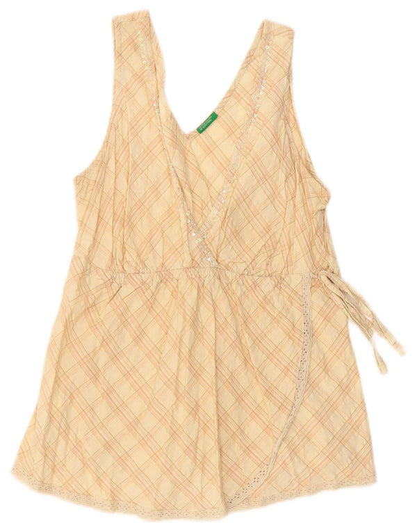 Bluză fără mâneci pentru femei Benetton UK 14, mare, bej, din bumbac