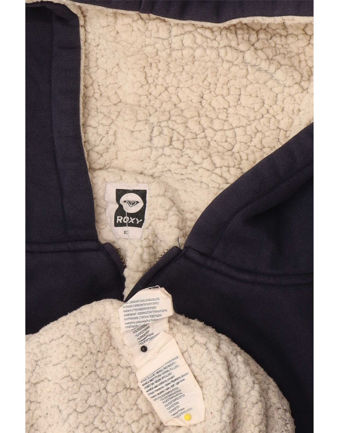 Pulover Roxy pentru damă, cu fermoar, cu capota, UK 6 XS, poliester bleumarin