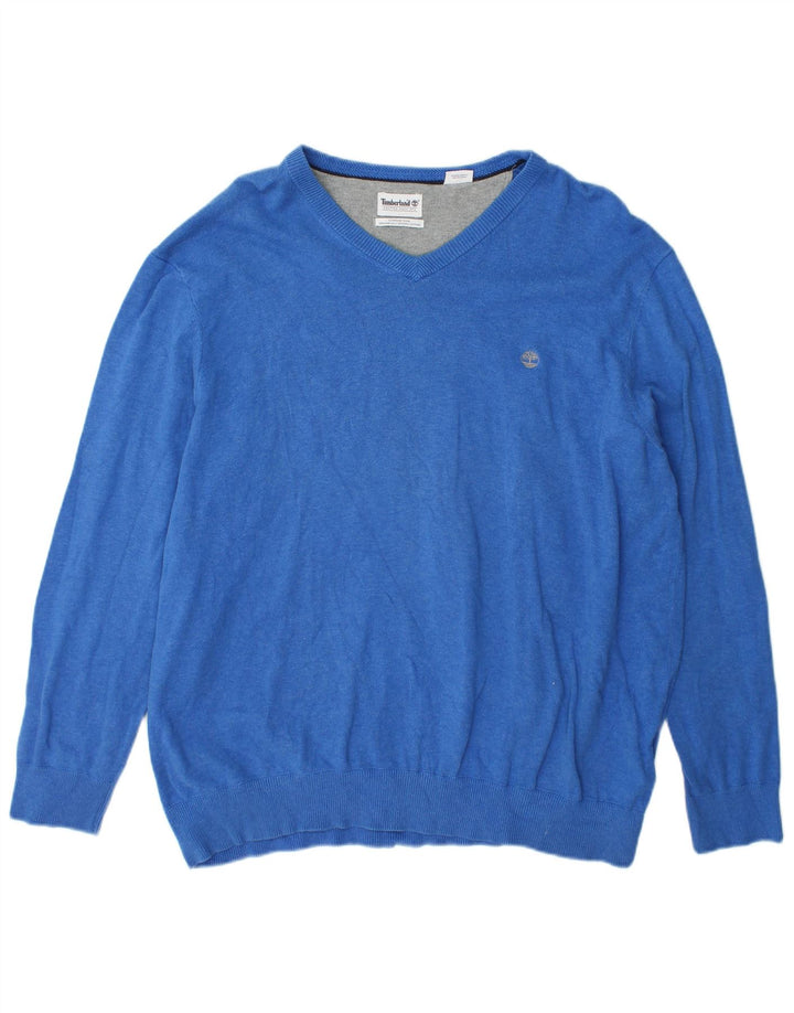 Pulover cu decolteu în V Timberland pentru bărbați, bumbac albastru 2XL