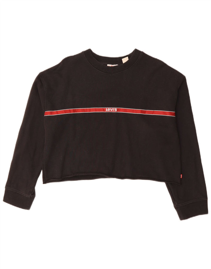 Levi's Pulover oversize Crop pentru femei UK 10 Bumbac negru mic