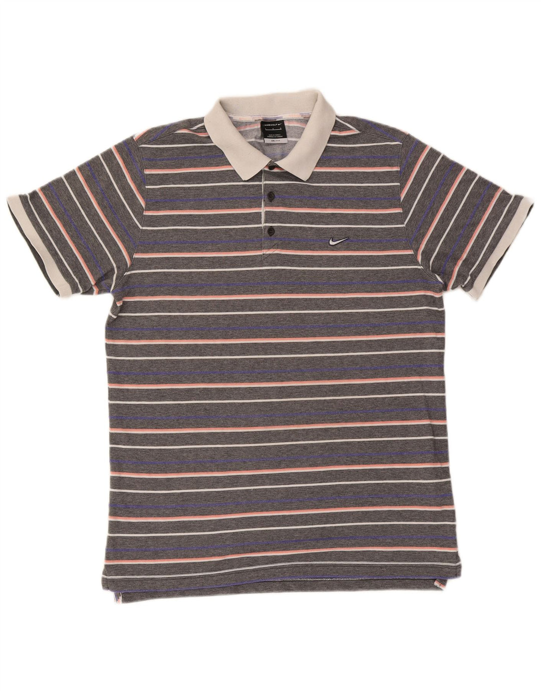 Tricou polo Nike Dri Fit pentru bărbați, bumbac cu dungi gri mari