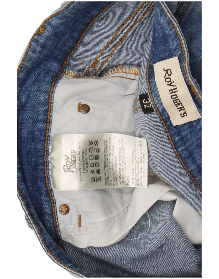 Pantaloni scurți din denim pentru bărbați Roy Rogers W32, bumbac albastru mediu