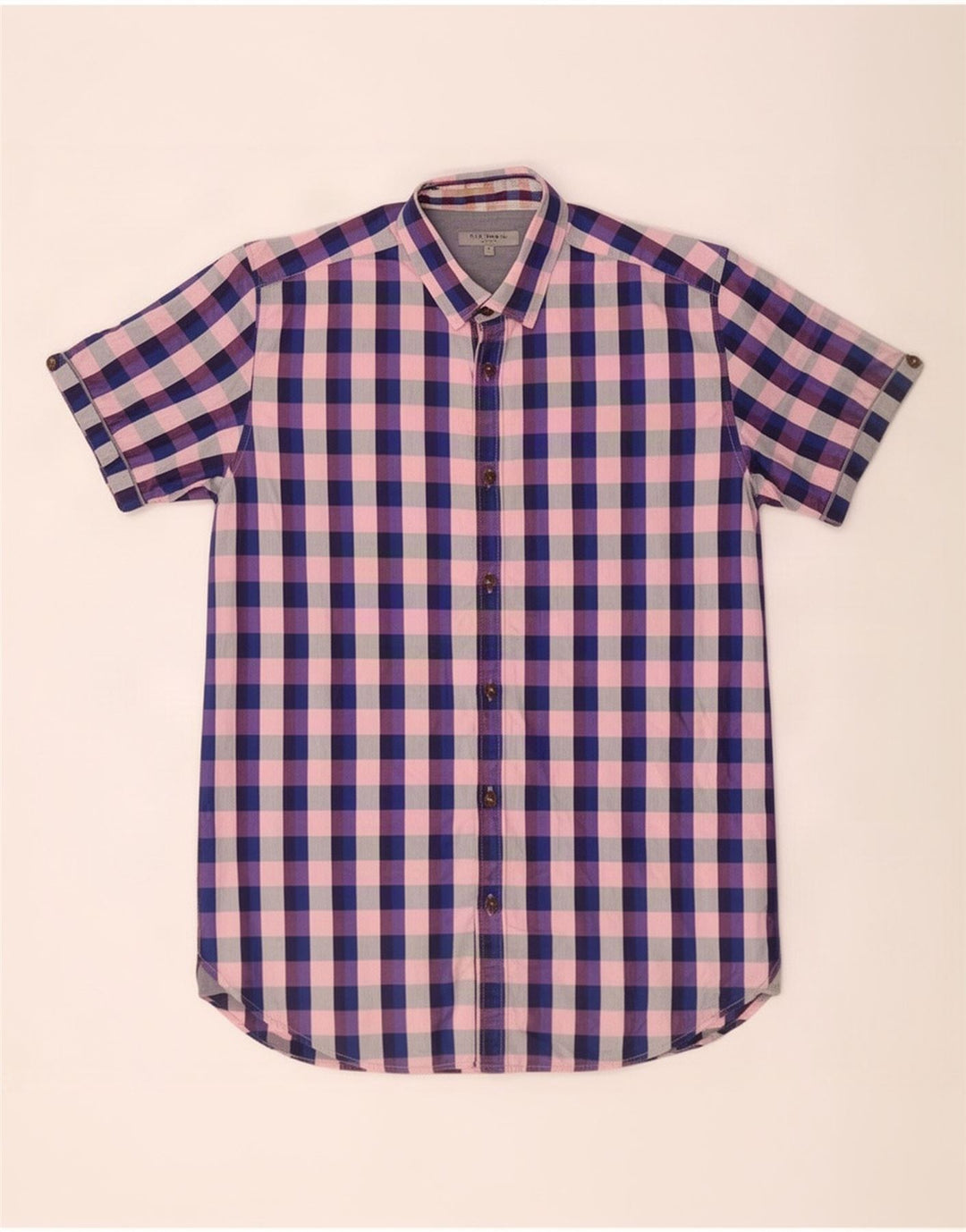 Cămașă cu mânecă scurtă pentru bărbați Ted Baker, mărimea 3, bumbac cu carouri, multicoloră, medie