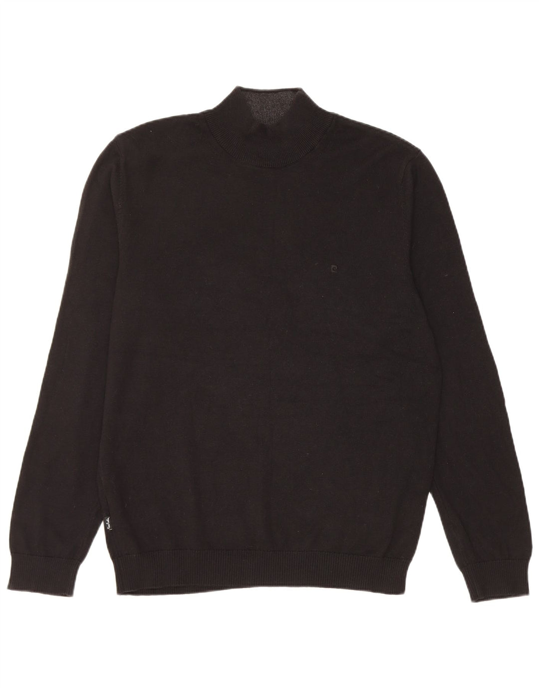 PIERRE CARDIN Pulover cu gât țestoasă pentru bărbați, bumbac mare, negru
