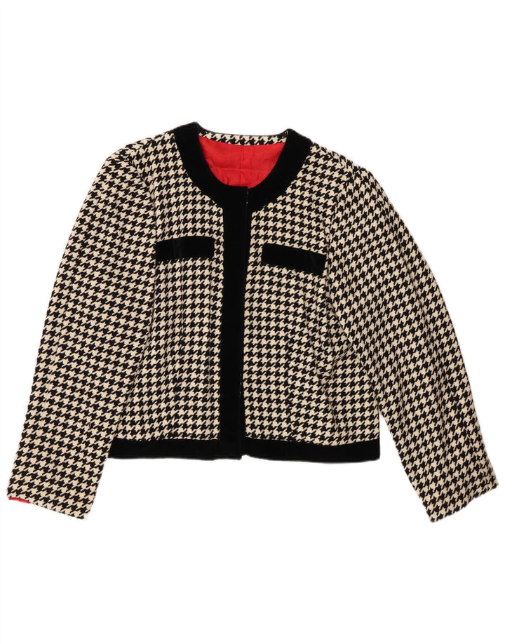 Jachetă Bolero pentru femei VINTAGE UK 12 Medium Black Houndstooth