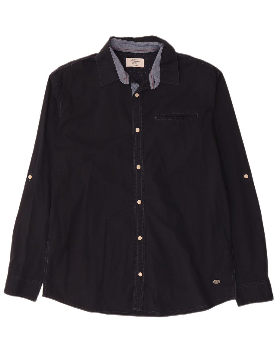 Cămașă Jack & Jones pentru bărbați XL, bumbac bleumarin