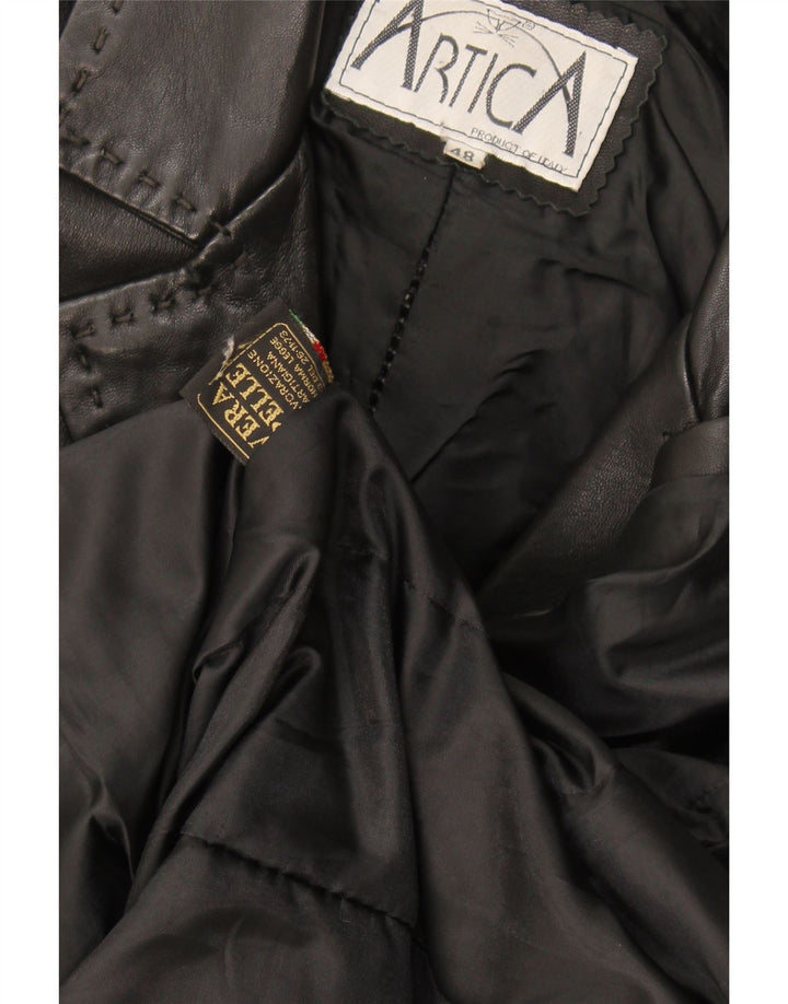 Palton din piele vintage pentru femei IT 48 XL din piele neagră