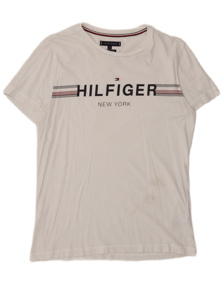 Tricou grafic Tommy Hilfiger pentru bărbați Top mediu din bumbac alb