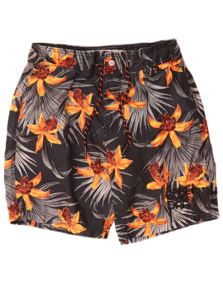 Pantaloni scurți de înot Superdry pentru bărbați, gri mediu, poliester floral