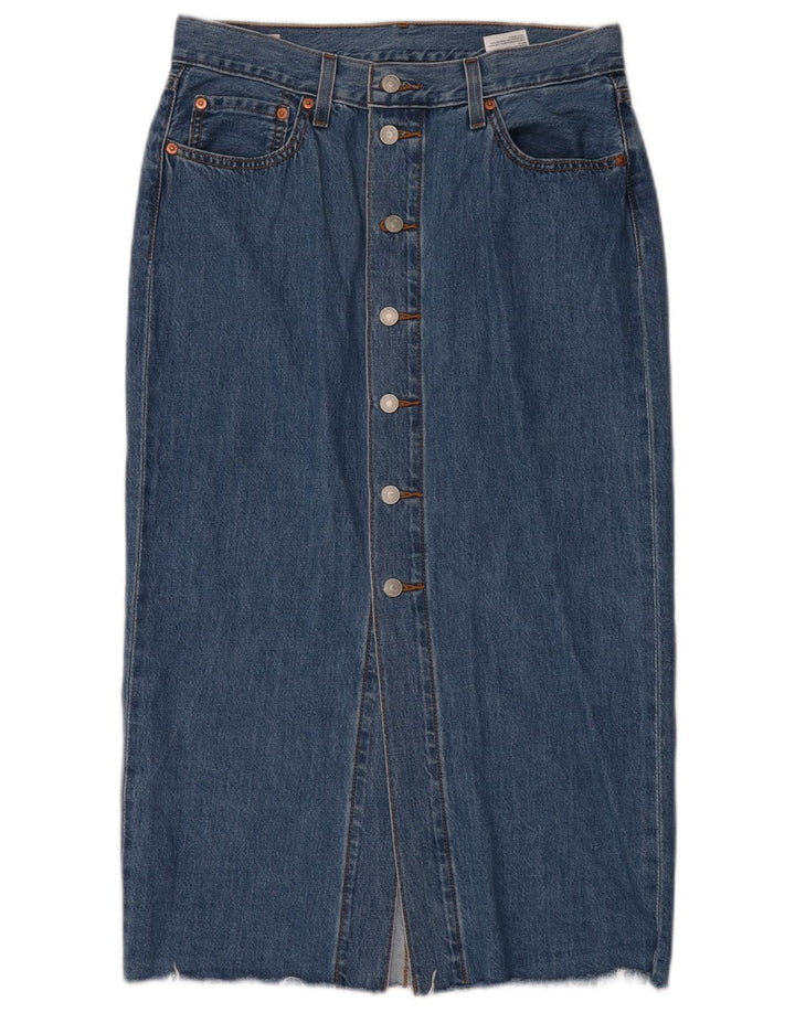 Fusta de blugi pentru femei Levi's W29, bumbac albastru mediu