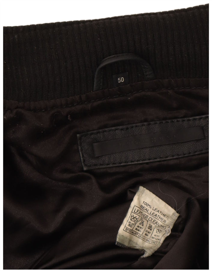 Geacă din piele vintage pentru bărbați IT 50, mare, neagră