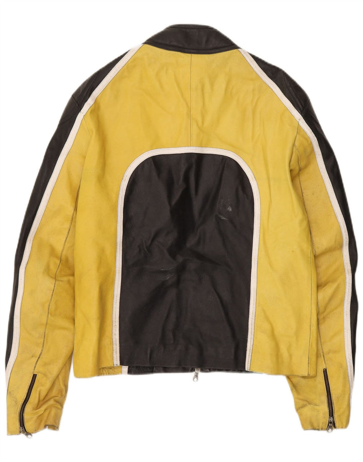 Jachetă de curse din piele pentru bărbați VINTAGE IT 48 Medium Black Colorblock Piele