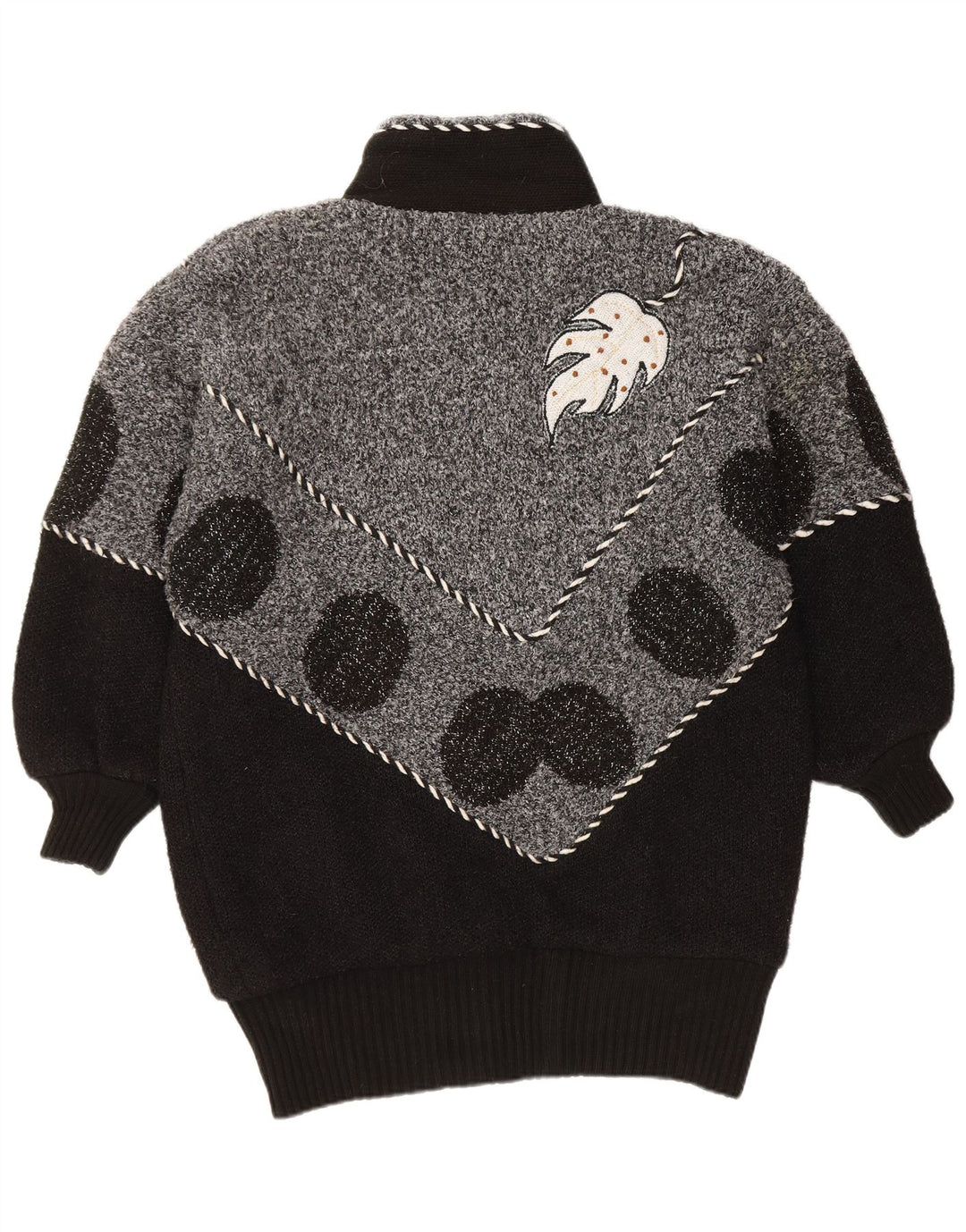 Pulover cardigan pentru femei VINTAGE UK 22 3XL Negru Colorblock