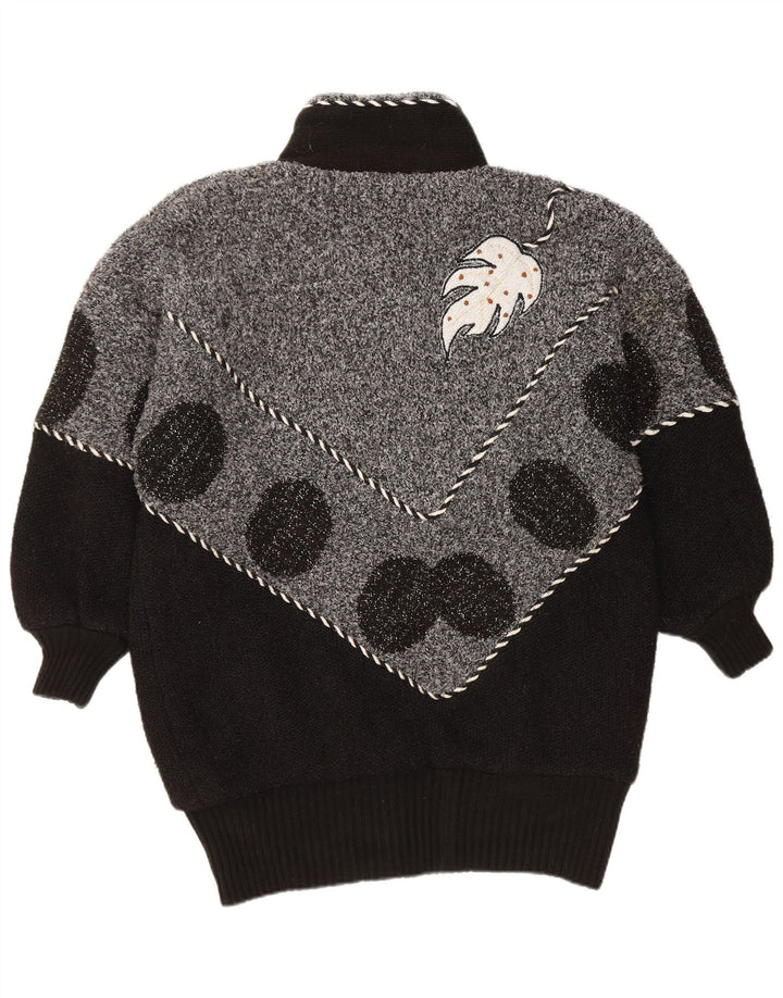 Pulover cardigan pentru femei VINTAGE UK 22 3XL Negru Colorblock