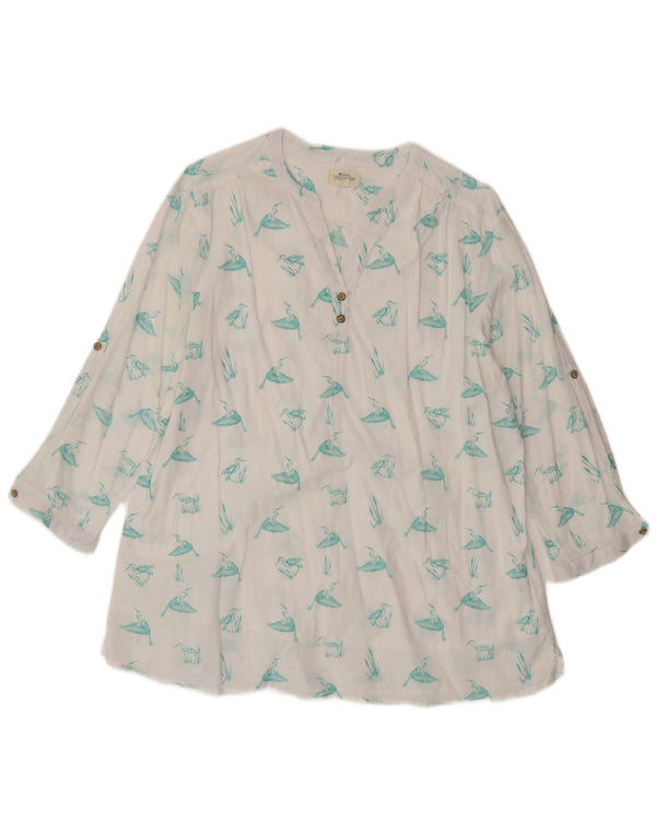 Top cu tunică cu mâneci 3/4 pentru femei Mountain Warehouse, UK 18 XL, cu imprimeu animal alb