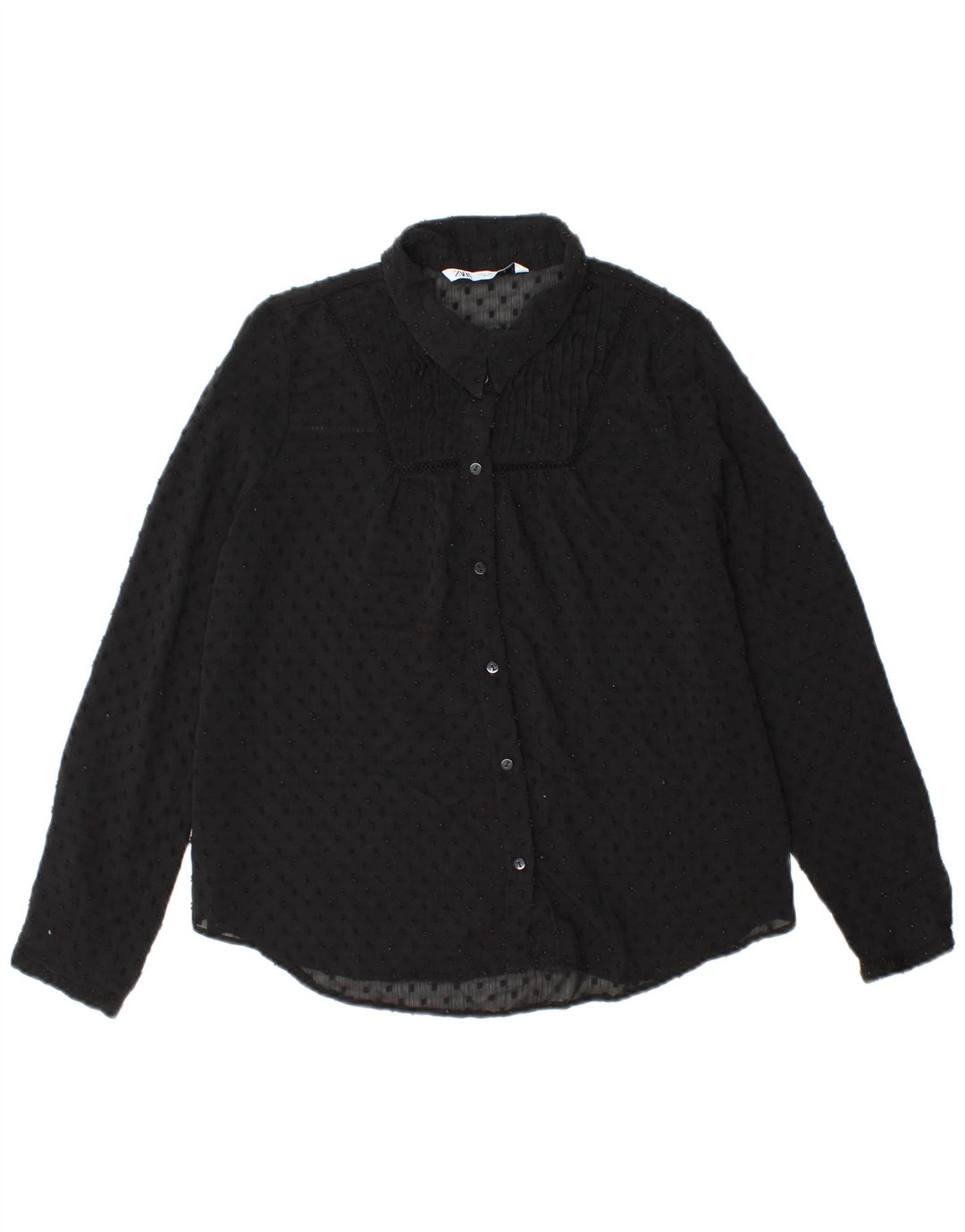 ZARA Womens Shirt Blouse UK 14 Large Black Polyester
