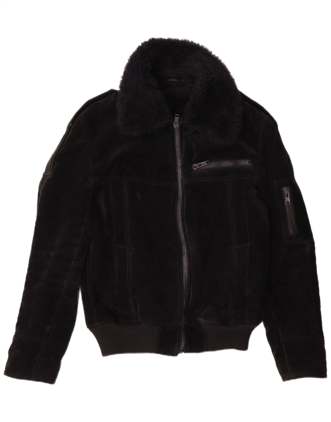 Jachetă Sherpa pentru femei VINTAGE UK 12 Medium Black Viscose