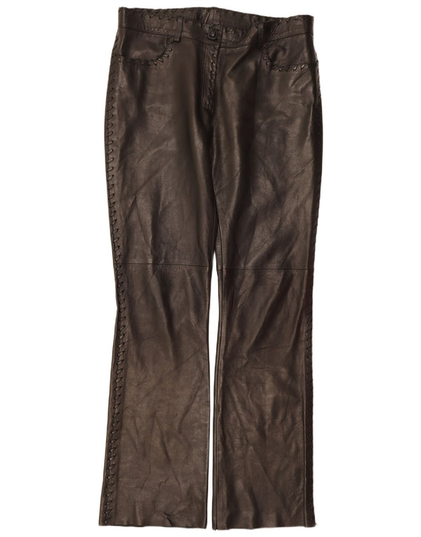 Pantaloni ocazional din piele bootcut pentru femei vintage IT 42 Medium W32 L32 Negru