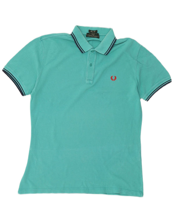 Cămașă polo pentru bărbați Fred Perry slim fit, bumbac turcoaz mare