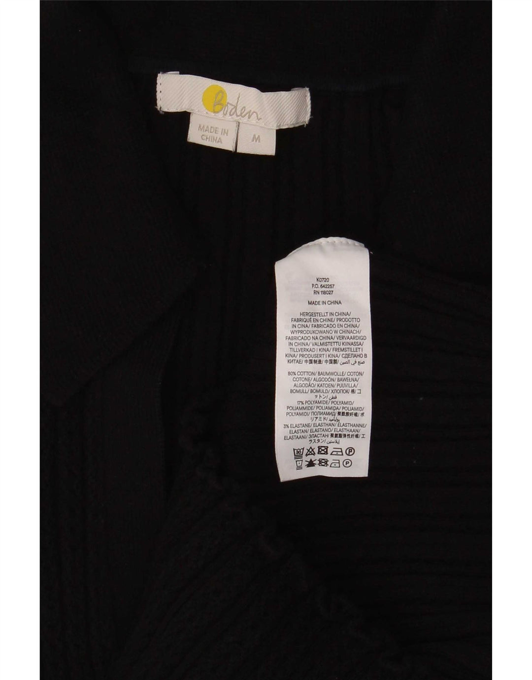 Tricou polo Boden pentru femei UK 12, bumbac mediu negru