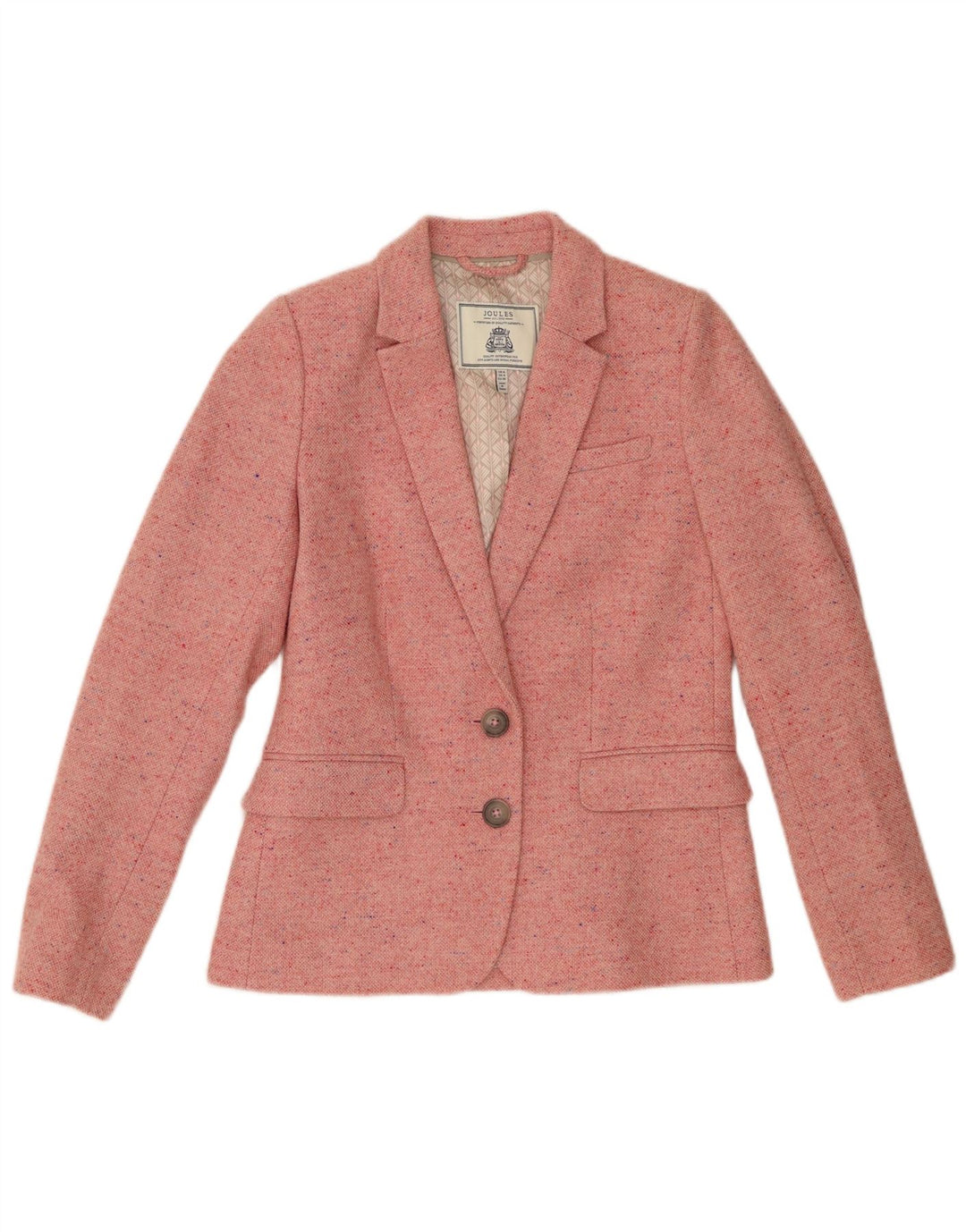 Jachetă Blazer pentru femei Joules, cu 2 nasturi, UK 8, lână roz cu pete mici