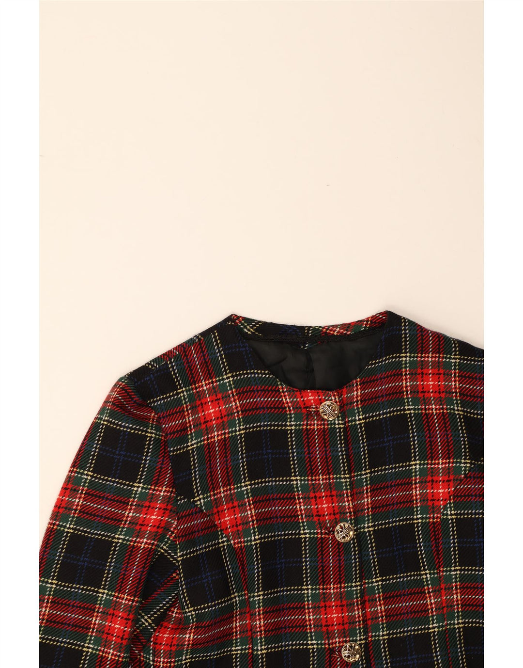 VINTAGE Womens 4 Button Blazer Jacket UK 12 Medium Red Check Vintage Vintage and Second-Hand Vintage from Messina Hembry 