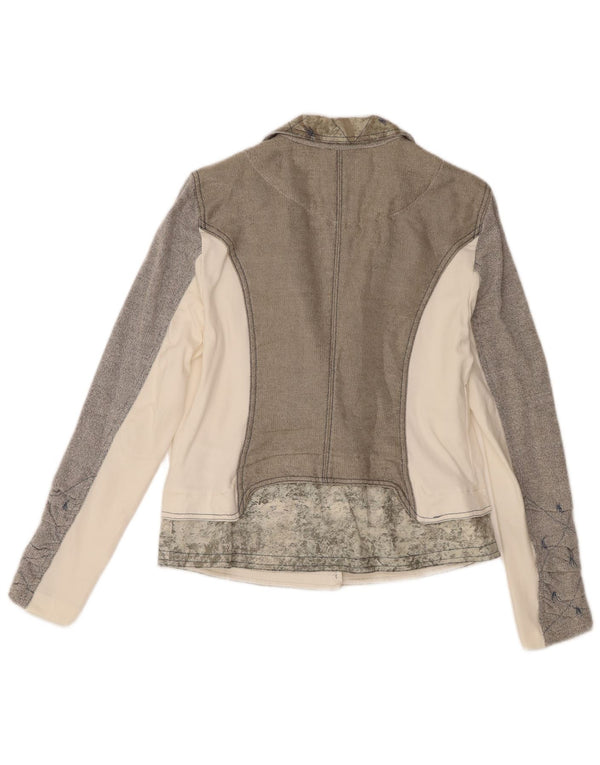 Elisa Cavaletti Sacou blazer pentru femei cu 3 nasturi UK 12 Medium Gri Colorblock