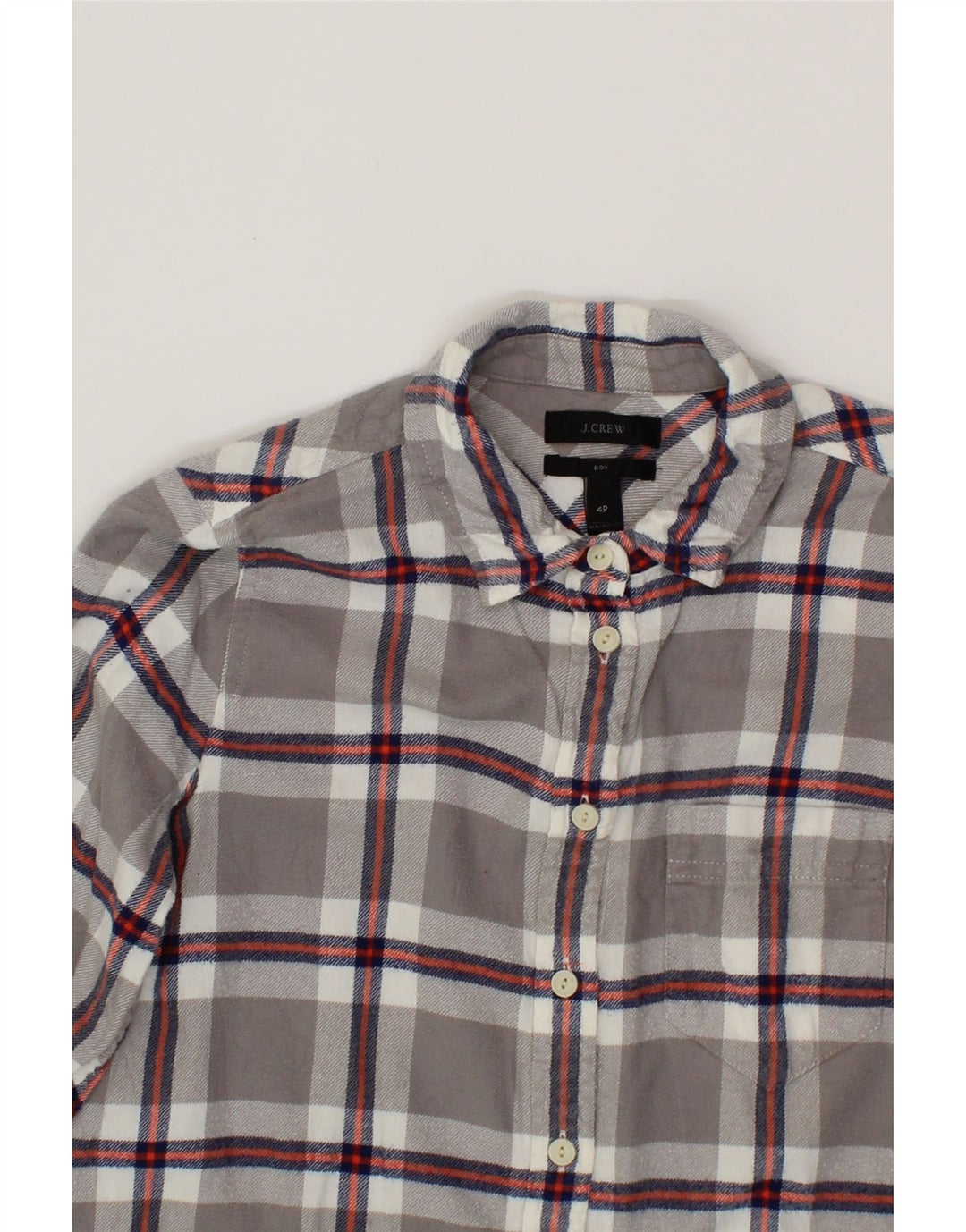 J. CREW Womens Boy Fit Longline Flannel Shirt US 4 Small Grey Check Vintage J. Crew and Second-Hand J. Crew from Messina Hembry 