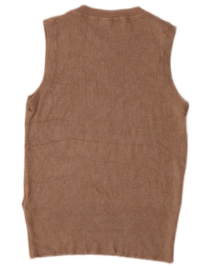 Marks & Spencer Womens Vest Tank Top UK 16 Large Brown Viscose