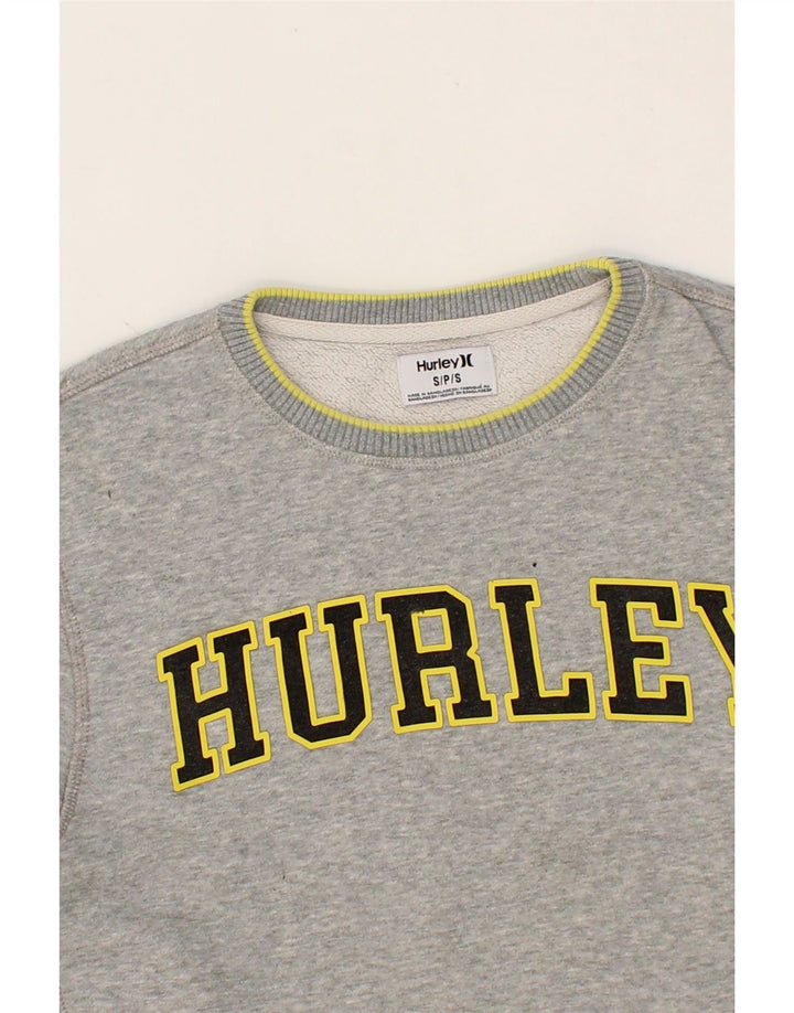 HURLEY Mens Graphic Sweatshirt Jumper Small Grey Cotton Vintage Hurley and Second-Hand Hurley from Messina Hembry 